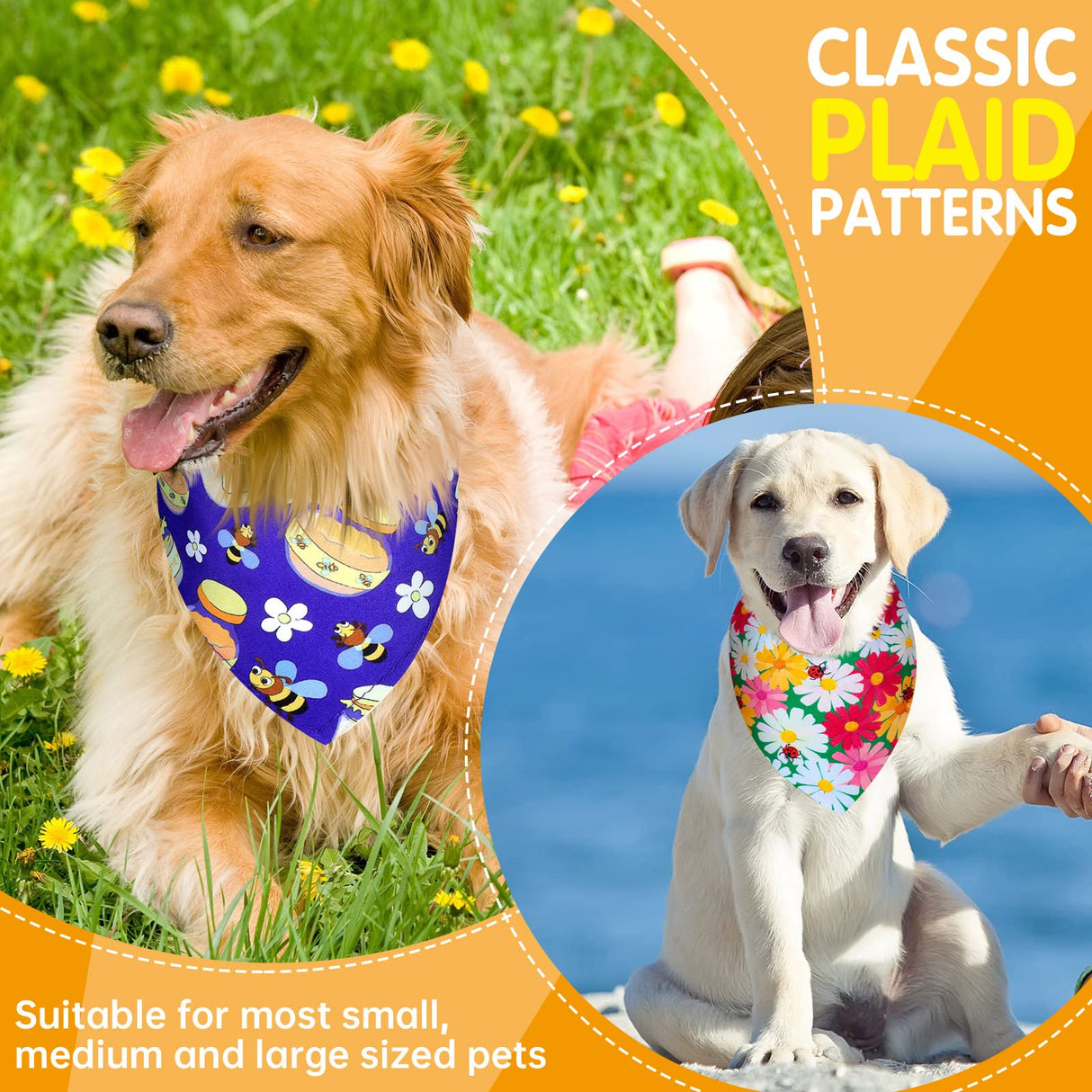 Eccliy 30 Pack Summer Flower Dog Bandanas Bulk Soft Triangle Dog Scarfs Polyester Bandana Pet Costume Cute Scarf Bibs with Flowers Patterns for Small Medium Large(Flower,X-Large)