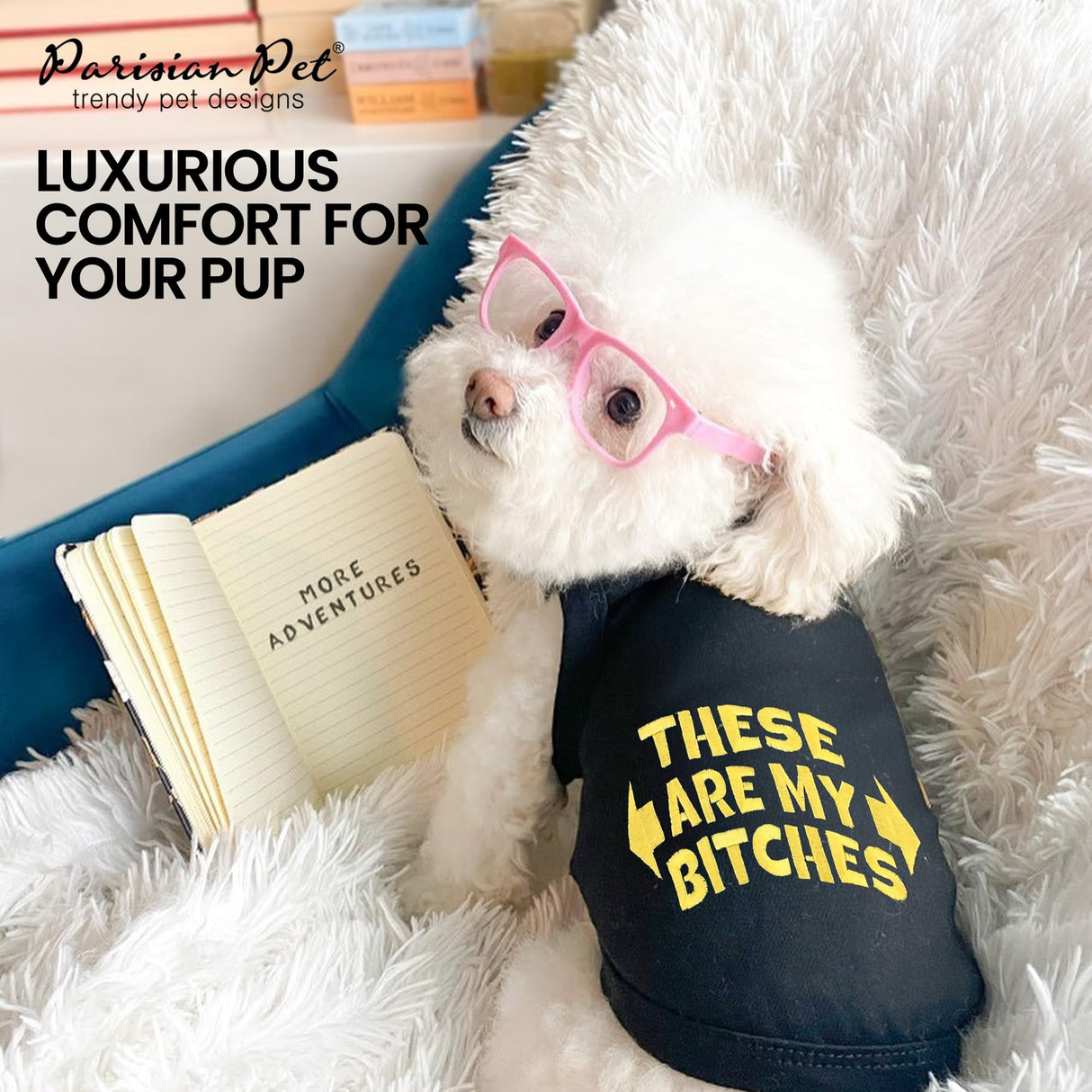 Parisian Pet Dog Shirt – 100% Cotton My Bitches Shirts for Large Dogs – Black Sleeveless Puppy Clothes – Lightweight and Breathable Boy Dog Clothes – Summer Pet Apparel - Stretchable Tshirts for Dogs
