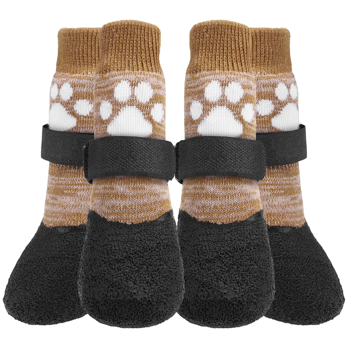 Mihachi Anti Slip Dog Socks, Dog Boots for Hardwood Floors Prevent Licking, Traction Control Waterproof Rubber Sole Paw Protectors for Small Medium Large Dogs,Khaki L