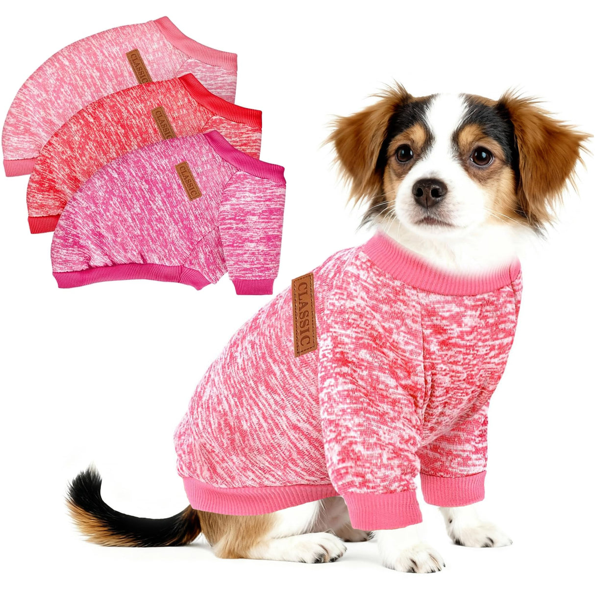 3 Pack Christmas Dog Sweaters for Small Dogs - Warm Fleece Unisex Puppy Sweater Outfit, Cute Cozy Thermal Winter Clothes for Small Breed Puppies & Cats
