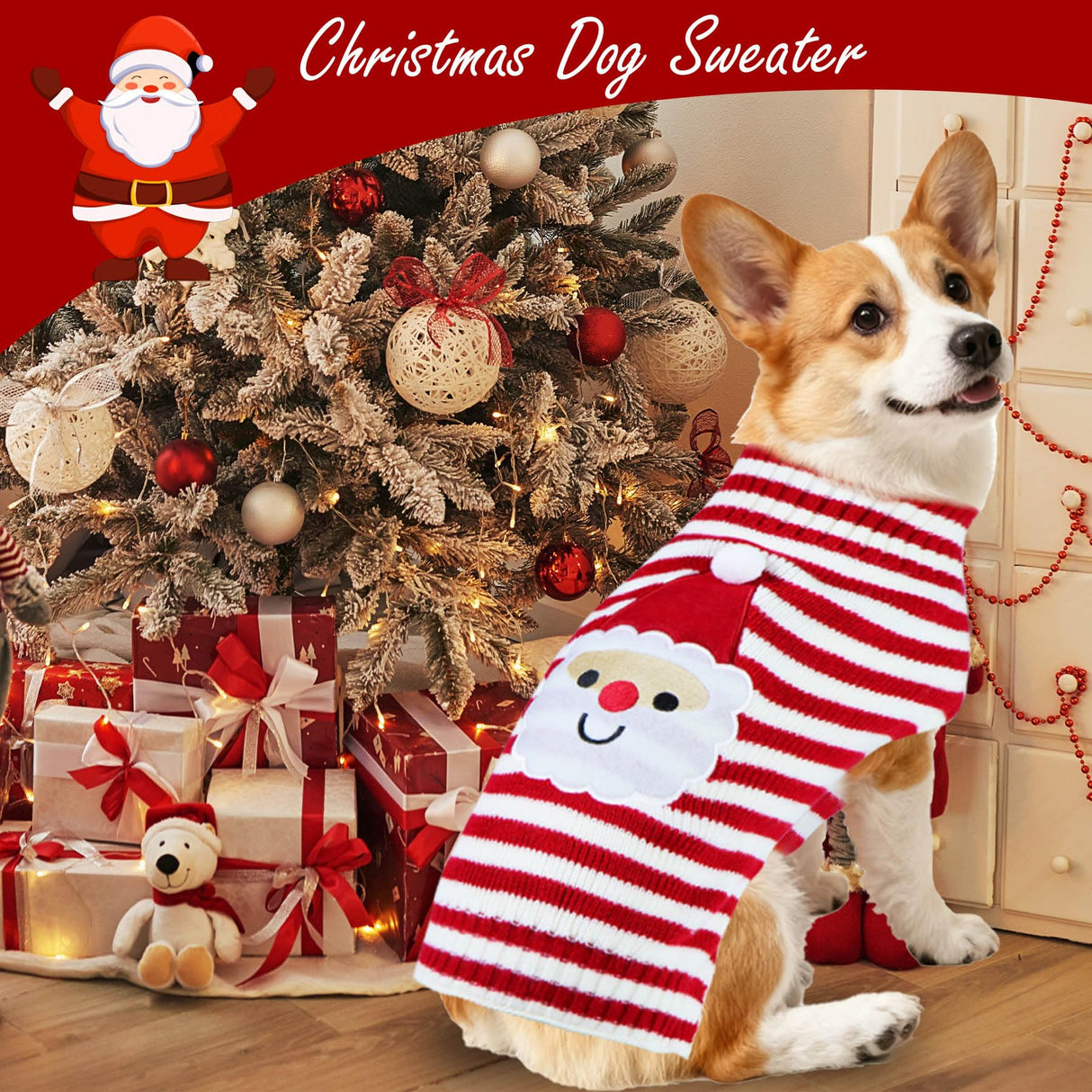 PAYHTOW 3 Pack Thanksgiving Christmas Valentine Dog Sweater, Knit Holiday Dog Sweater Thanksgiving Fall Warm Sweaters Outfit Clothes for Small Medium Large Dogs Pets (Turkey & Santa & Heart, X-Large)