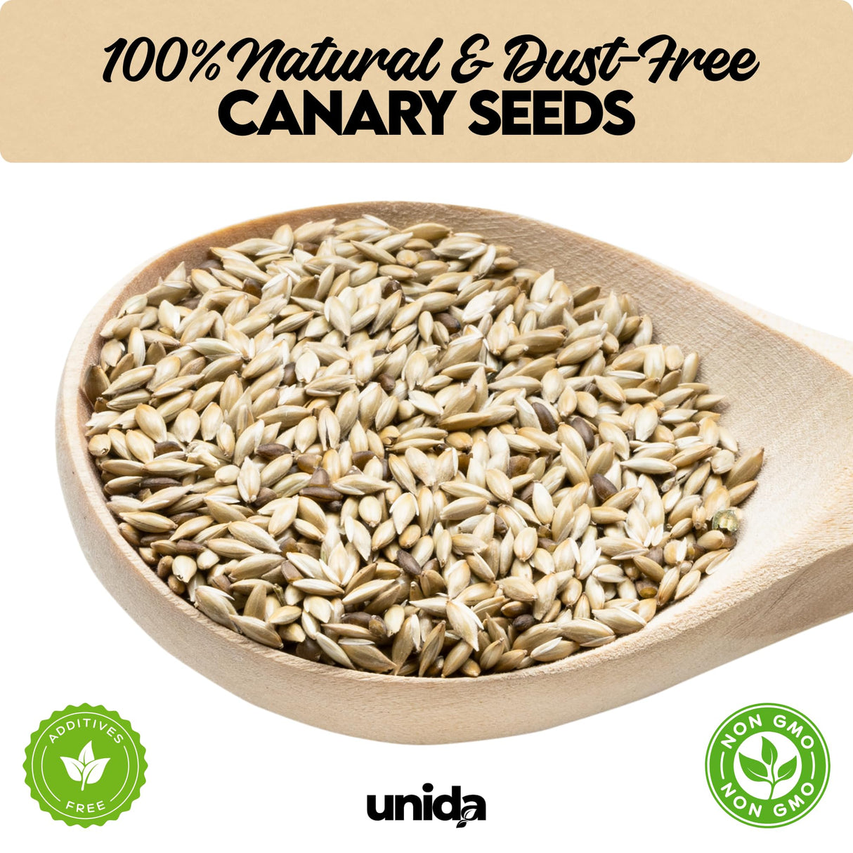 Unida Alpiste Canary Seed | 100% Pure, Natural & Non-GMO Bird Food for Canaries, Finches, Budgies & Parakeets | Double Cleaned Bird Seed, 5 lbs