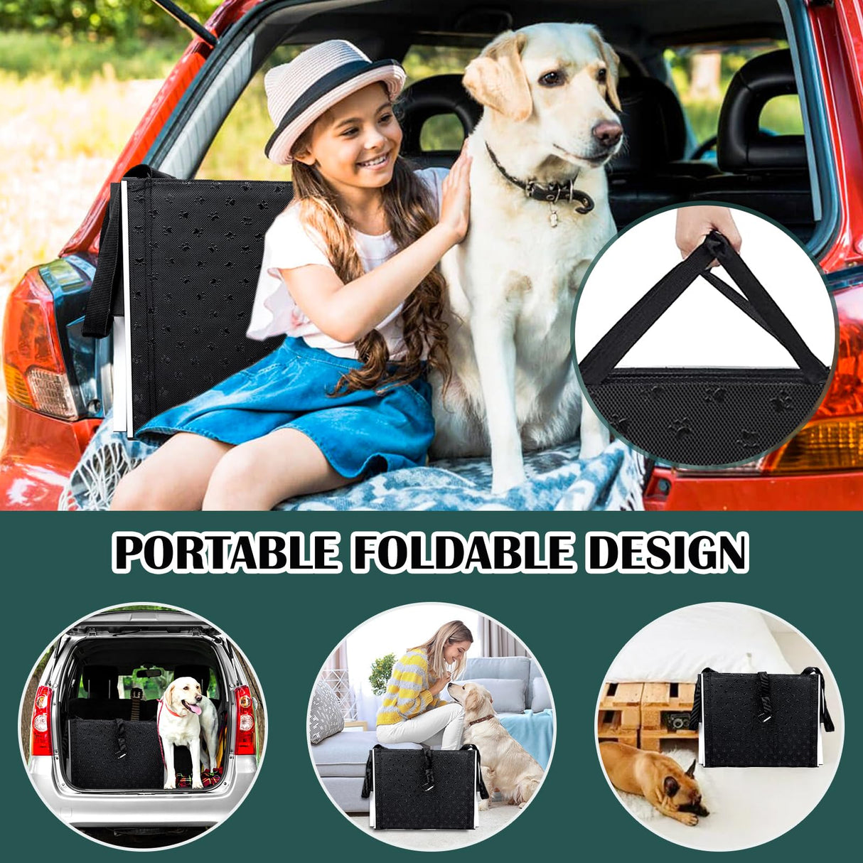 Dog Ramp for Car, Extra Wide Dog Stair for Large Dogs Car, Pet Steps Light Weight Aluminum Foldable Dog Steps for Cars and SUV,High Beds, Trucks, Supports up to 200 lbs (Extra Wide-4 Steps)