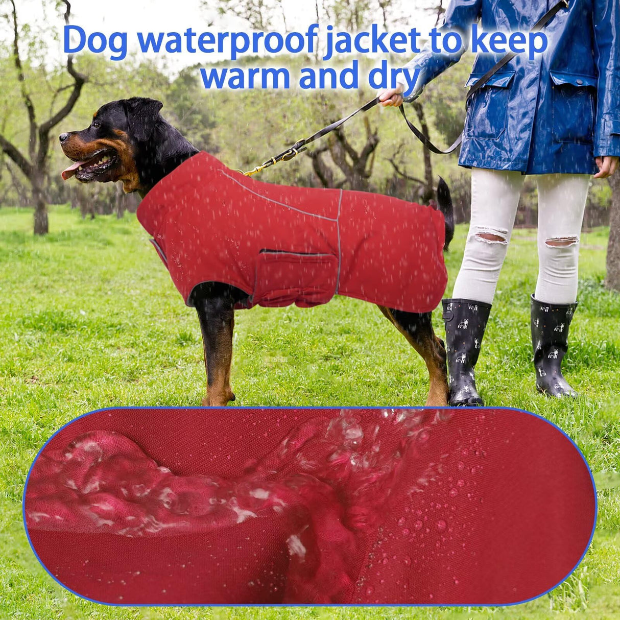 MIGOHI Waterproof Dog Jacket,XL Dog Coat,Reflective XL Fleece Jacket for Dogs,Extra Large Winter Coat Snowsuit,Large Snow Clothes for Dogs Male Female,Australian Shepherd,Beagle,XL,Red