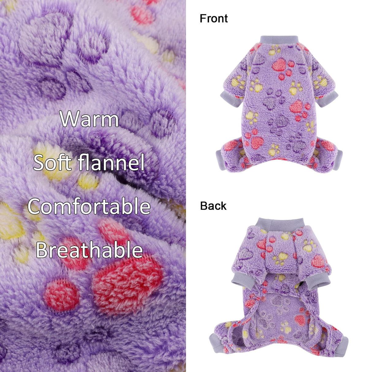 YIKEYO Dog Sweaters for Small Dogs, Dog Pajamas Winter Girl and Boy,Puppy 4 Legged Clothes Chihuahua Yorkie Teacup Jumpsuit Cute Feet Print(Purple, XXS)