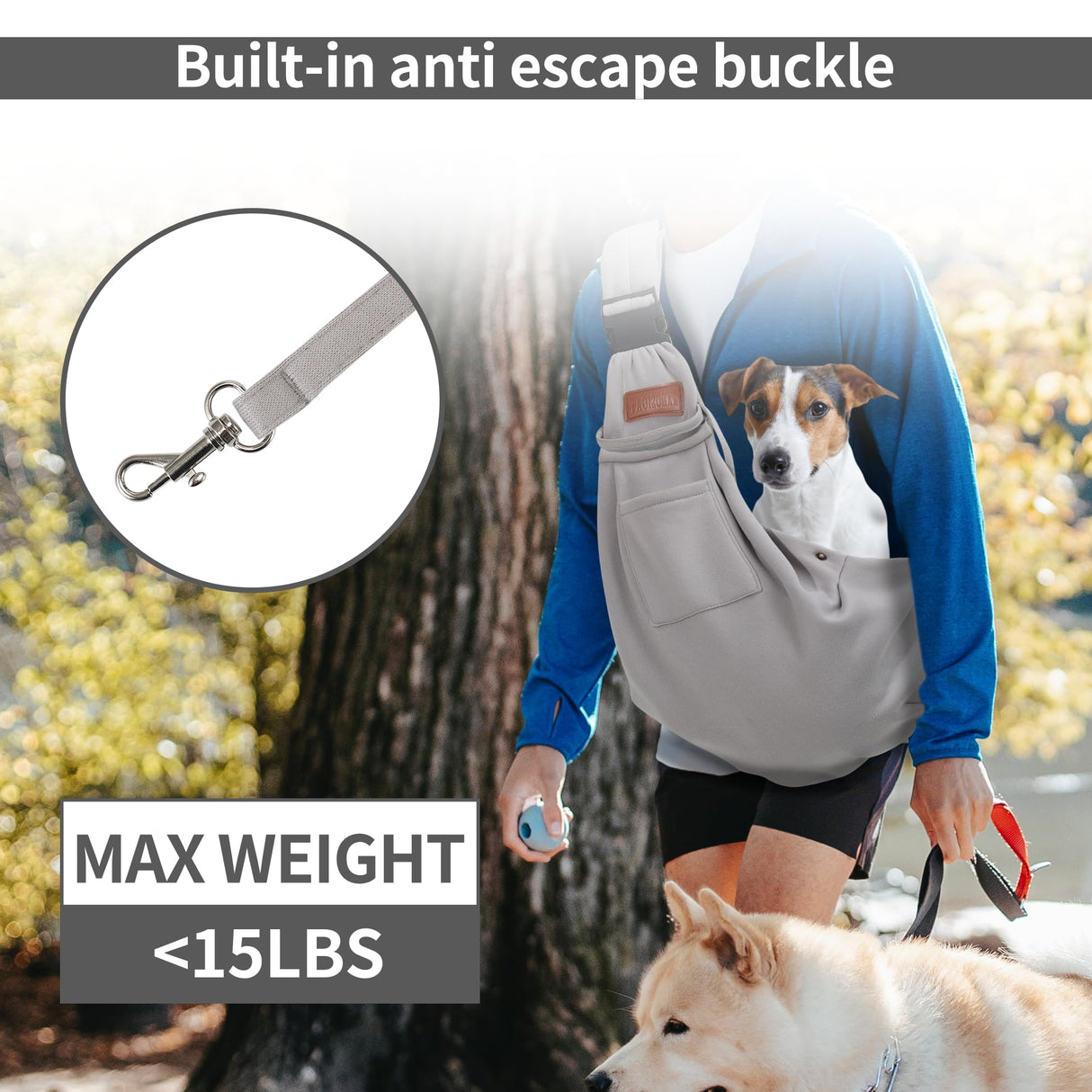 RXHOSIGAY Small Pet Carrier Pouch Sling for Daily with Adjustable Strap Pocket Safety Buckle for Puppy Dog Papoose and Cat Kitten Grey