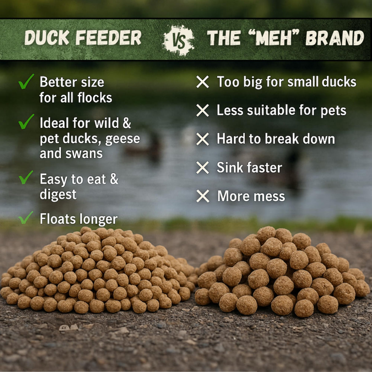 Hapetrails Duck Feeder Floating Duck Food Pellets for Ponds & Parks | Safe Feed for Ducks, Geese & Swans | Floats for Hours | with Niacin | Ditch The Bread, Feed The Revolution (5 lb)