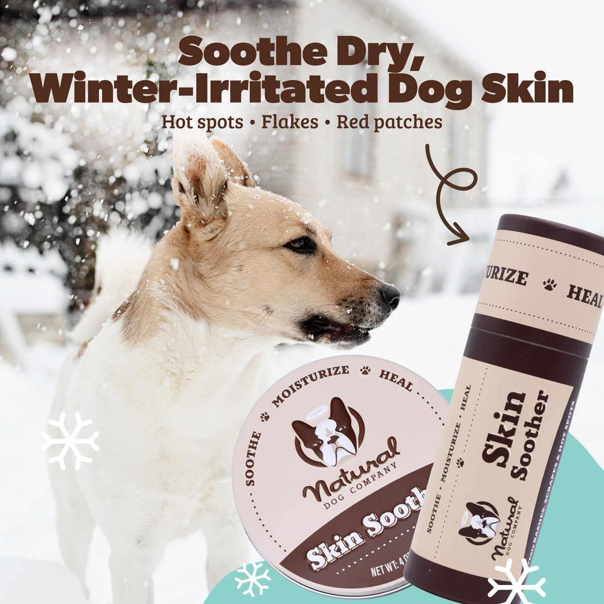 Natural Dog Company Skin Soother Balm for Dogs – Dog Skin Balm for Dry Winter Skin, Seasonal Sensitivity & Environmental Stress, Dog Moisturizer with Coconut Oil, Calendula & Vitamin E, 4 oz Tin