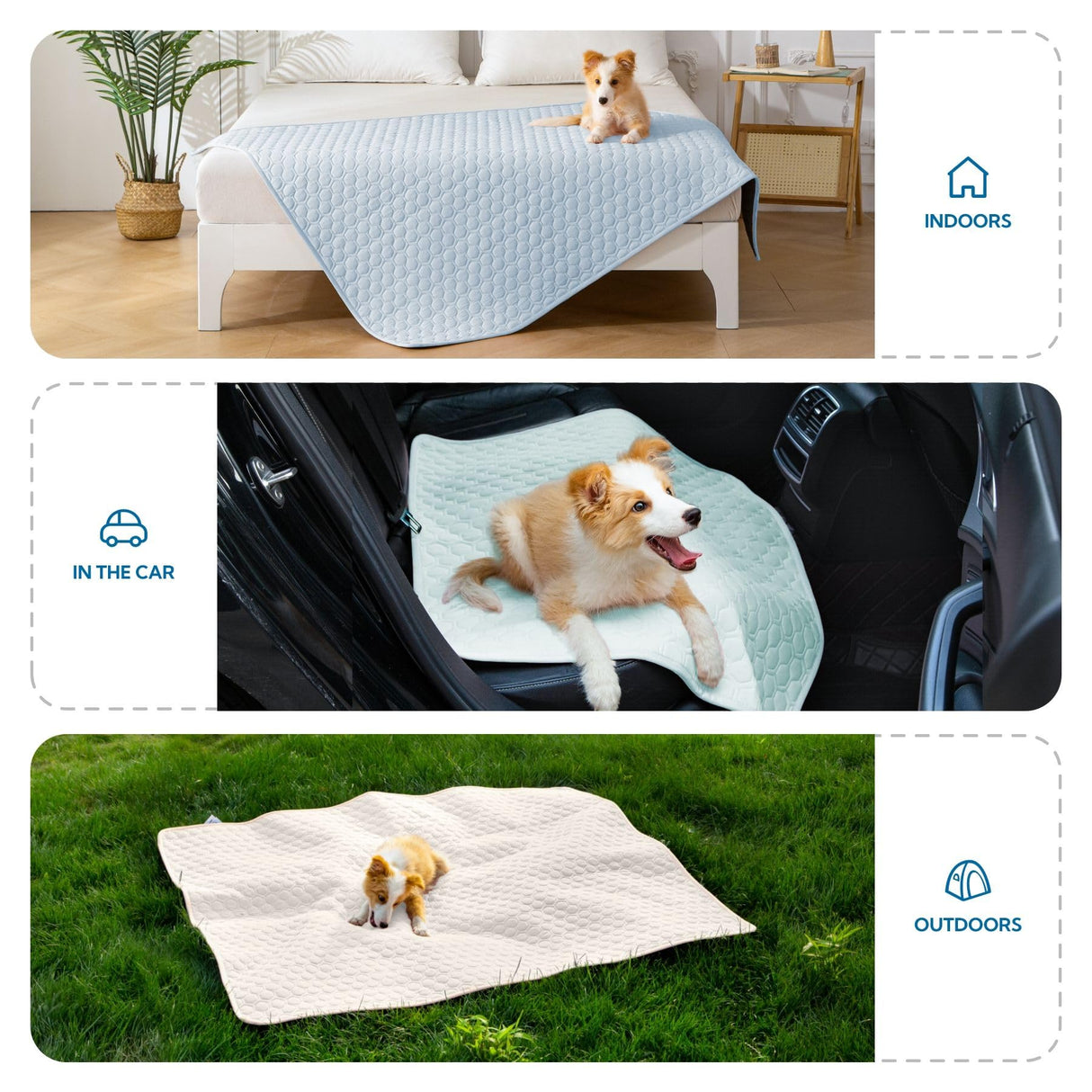 Soulbond Cooling Mat for Small Dogs - 25"x35" Washable Cooling Pad for Dogs & Cats, QMAX>0.3, Anti-Slip Bottom, Portable Summer Cool Pet Bed Pad for Outdoor/Indoor/Cars/Travel Use, Pearl White