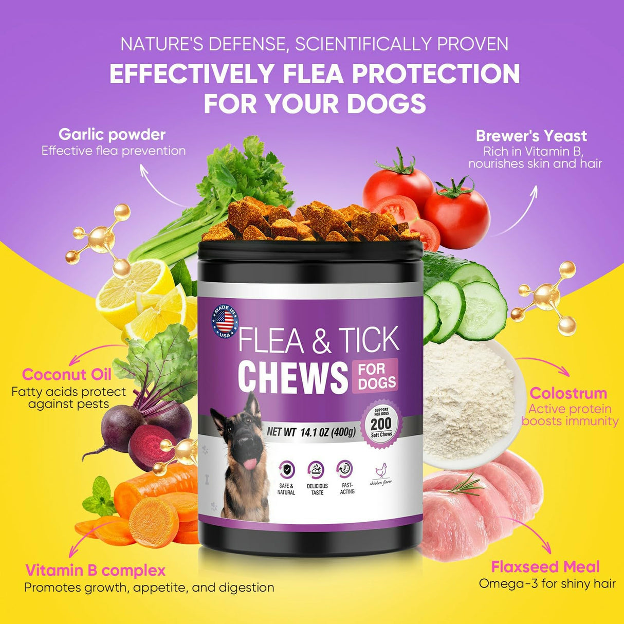 Fleas Ticks Treatment Dog Oral Chewables Support Supplement Breeds and Ages Dogs Chicken Flavor