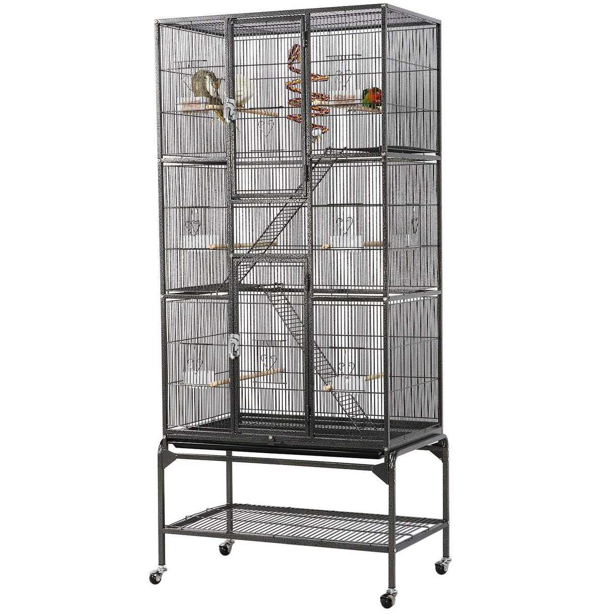 Yaheetech 69-Inch Extra Large Bird Cage Metal Parrot Cage for Mid-Sized Parrots Cockatiels Conures Parakeets Lovebirds Budgie Finch, Black