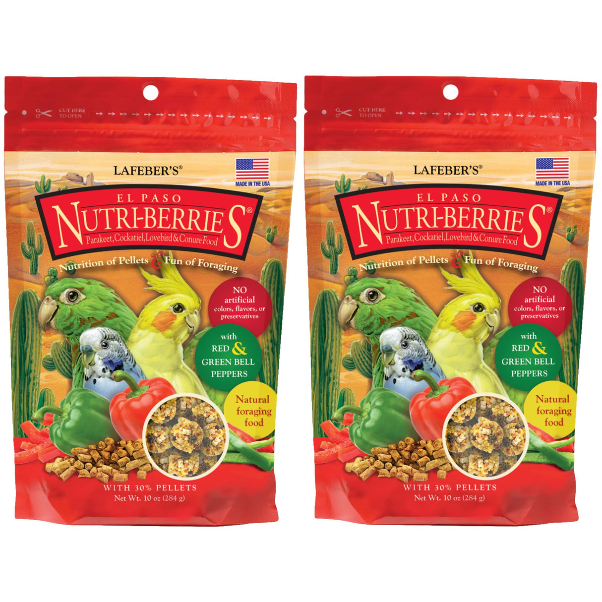 LAFEBER'S El Paso Nutri-Berries Pet Bird Food, Made with Non-GMO and Human-Grade Ingredients, for Small Birds, 10oz (Pack of 2)
