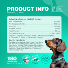 Load image into Gallery viewer, Probiotics for Dogs Gut Health, Digestion, Immunity, Yeast Balance, Itchy Skin, Allergies Support - Dog Probiotic Chews with Digestive Enzymes for Gut Flora- Soft Treats with Pumpkin and Yeast Powder