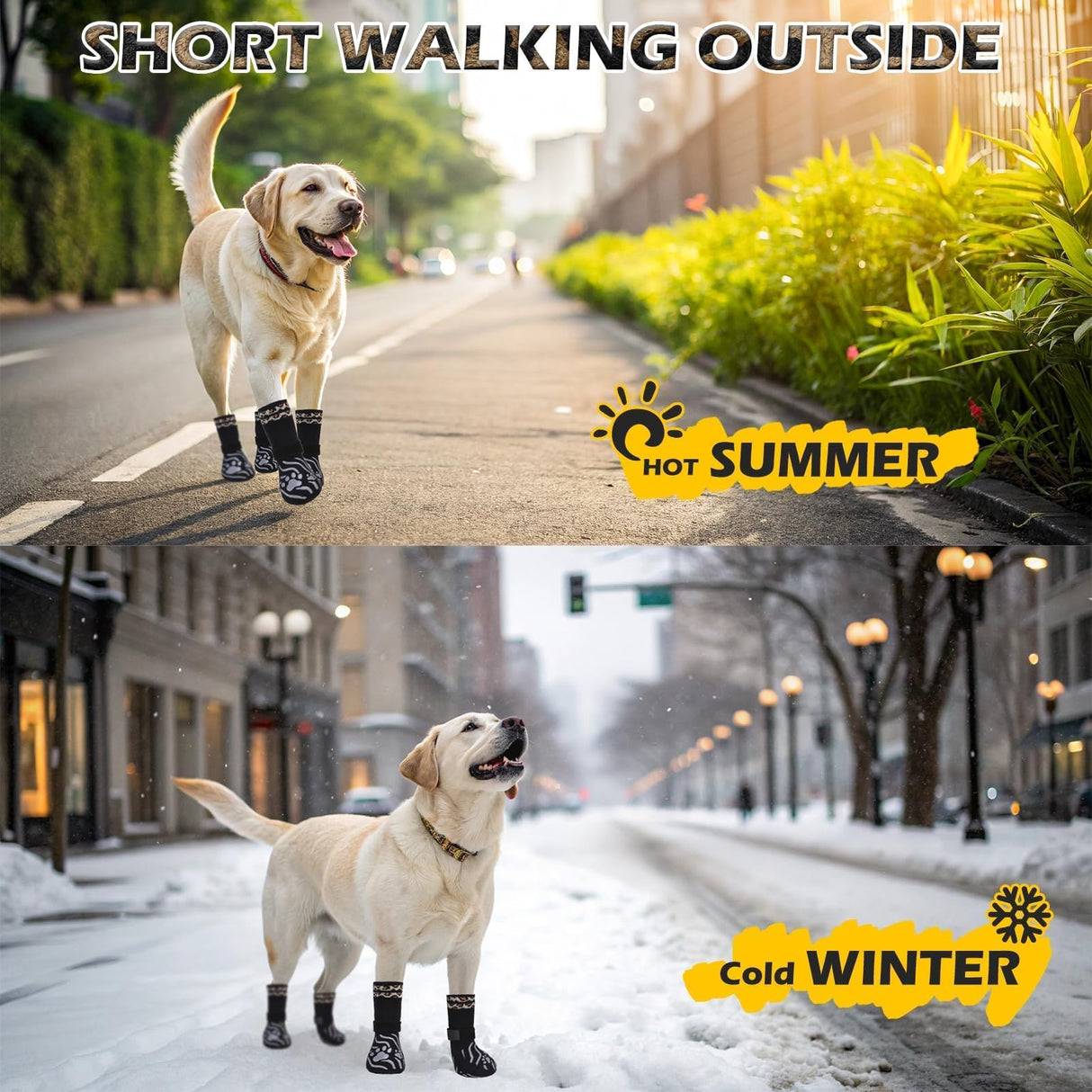 EXPAWLORER Dog Socks for Hot Pavement to Prevent Licking Paws, Anti Slip Doggie Grippy Booties Shoes for Hardwood Floors, Boots & Paw Protectors for Small Medium Large Senior Dogs Black XL
