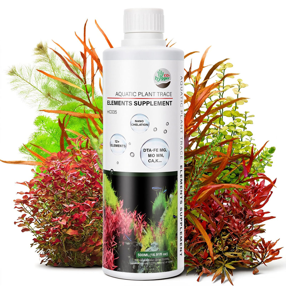 Hygger CO2 HC035 All-in-One Liquid Aquarium Plant Fertilizer - with Essential Micro & Macro Nutrients for Freshwater Planted Tanks, 150ml/500ml/1000ml (150mL)