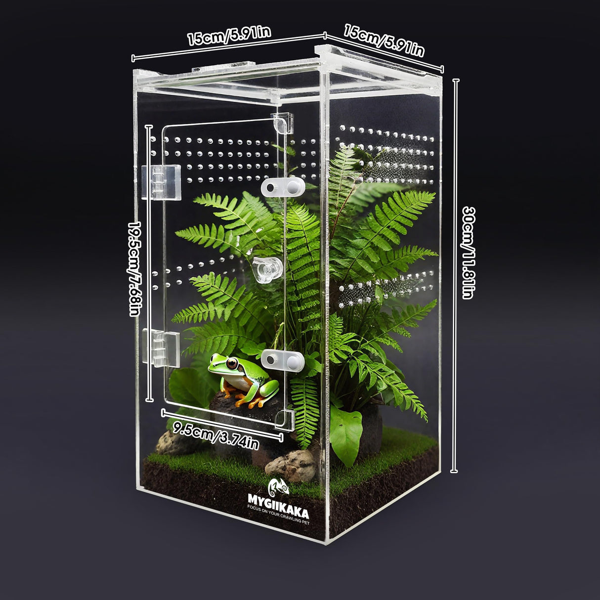 MYGIIKAKA Jumping Spider Enclosure Accessories, Tarantula Spider Box, Bug Cage, Praying Mantis Habitat Enclosure, Snail Insect Terrarium, Caterpillar Habitat (6x6x12 inch)