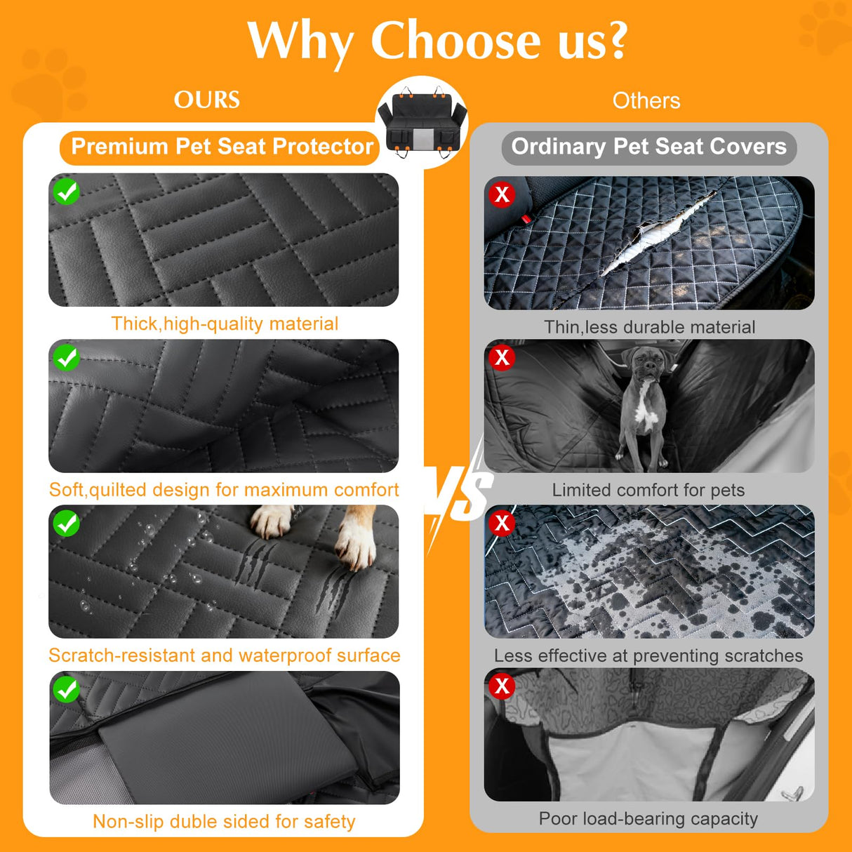 jov5tic Dog Truck Seat Cover for Back Seat,Hard Bottom Dog Hammock for Car, Pet Bed Extender for 2-4 Large Dogs with Waterproof Fabric,Holds 420 lbs Pet Hammock for Crew Cab Truck/SUV(Black,XL Size)