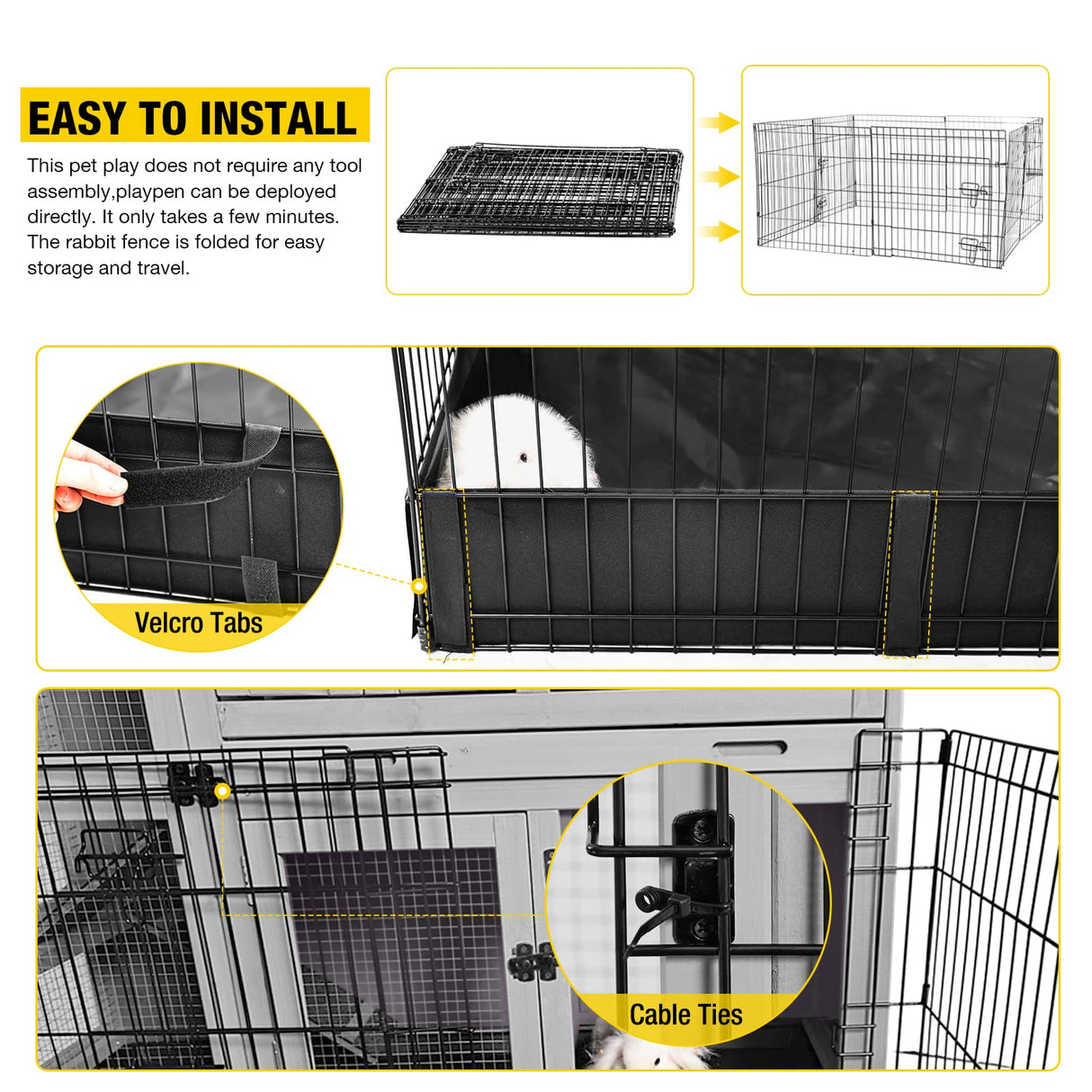Aivituvin Pet Playpen Guinea Pig Cage Small Animal Rabbit Exercise Pen with Waterproof Floor Liner - Extension Playpen ONLY