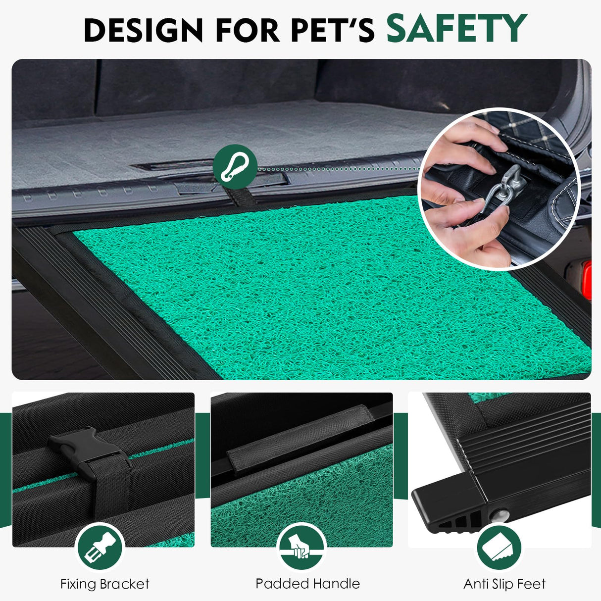 Max Length 71" & Width 20" Dog Car Ramp for Large Dogs Up to 250lbs, Foldable & Non-Slip Surface Ideal for Cars, SUVs, Trucks and Outdoor Steps, Upgraded Lighter Weight, Extra Wide Pet Stairs Ramp