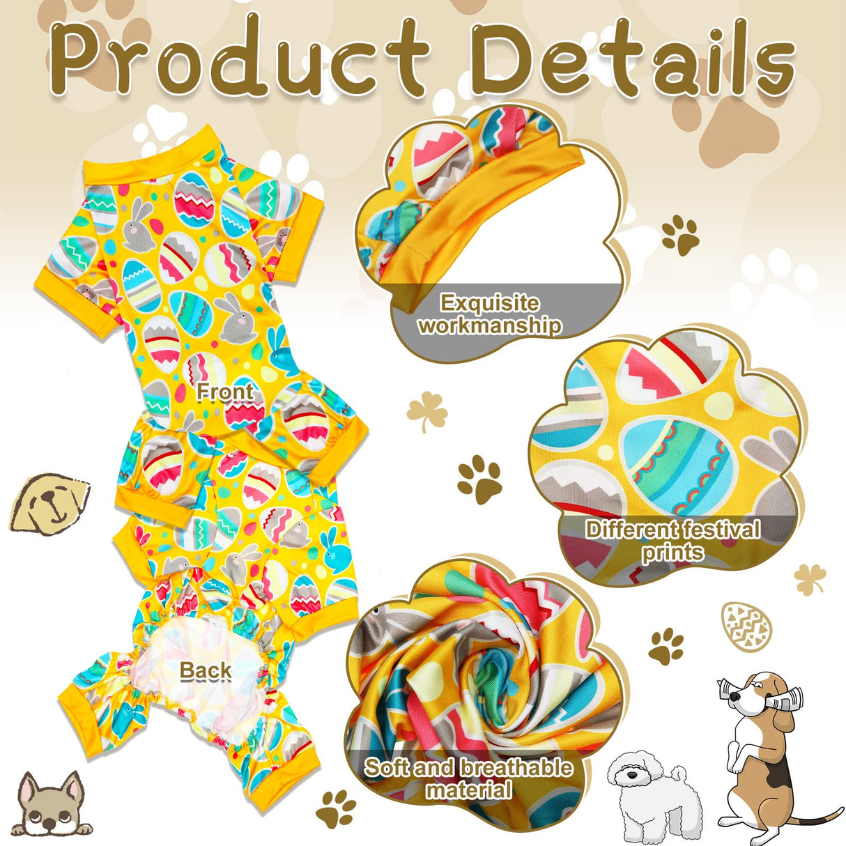 Saintrygo 5 Pieces Holiday Dog Pajamas Holiday Dog Jumpsuit Puppy Valentine Pajamas Apparel for Small Cat Christmas Valentine Cosplay(M(fit 5.5-7.7lbs),Classic Style)