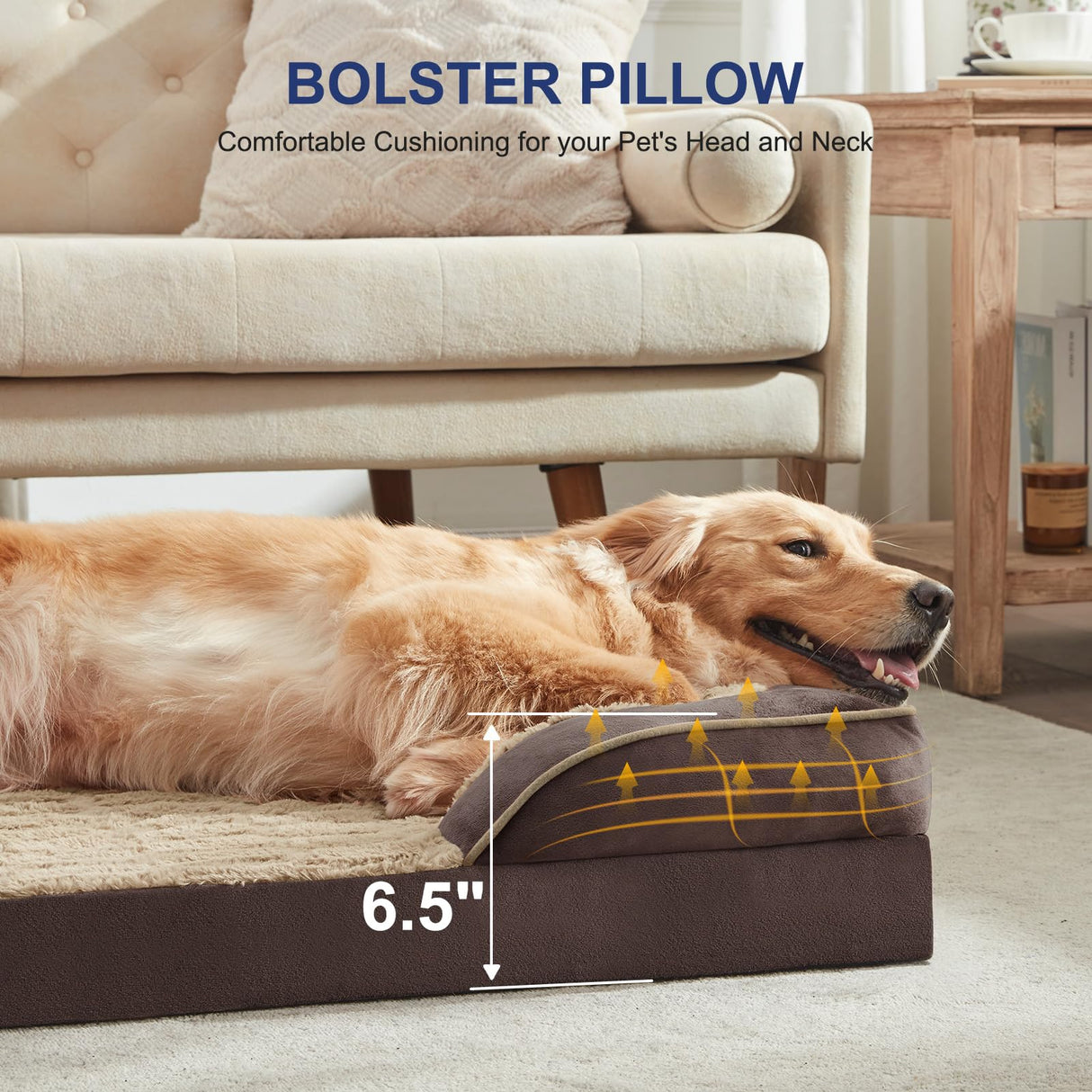 FURTIME Orthopedic Dog Bed for Extra Large Dogs - XL Plus Washable Dog Sofa Beds, Supportive Foam Pet Couch Bed with Removable Washable Cover, Waterproof Lining and Nonskid Bottom, Khaki