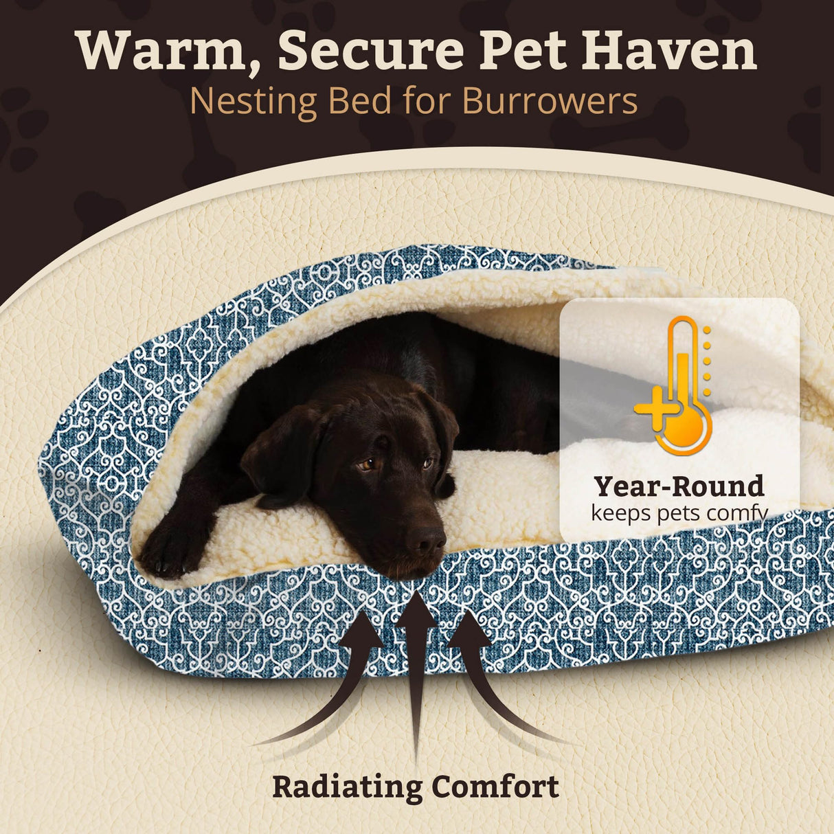 Snoozer Pet Products Luxury Rectangle Cozy Cave, Wag Collection, Medium, Ramey Oxford