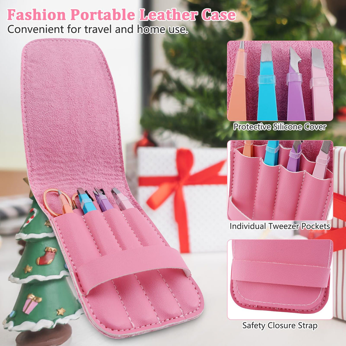 7 Pcs Eyebrow Tweezers for Women Facial Hair, Tweezers Set for Eyebrows, Stocking Stuffers for Women Teen Girls, Basket Stuffers, Christmas Birthday Small Gifts for Teen Girls Mom Her