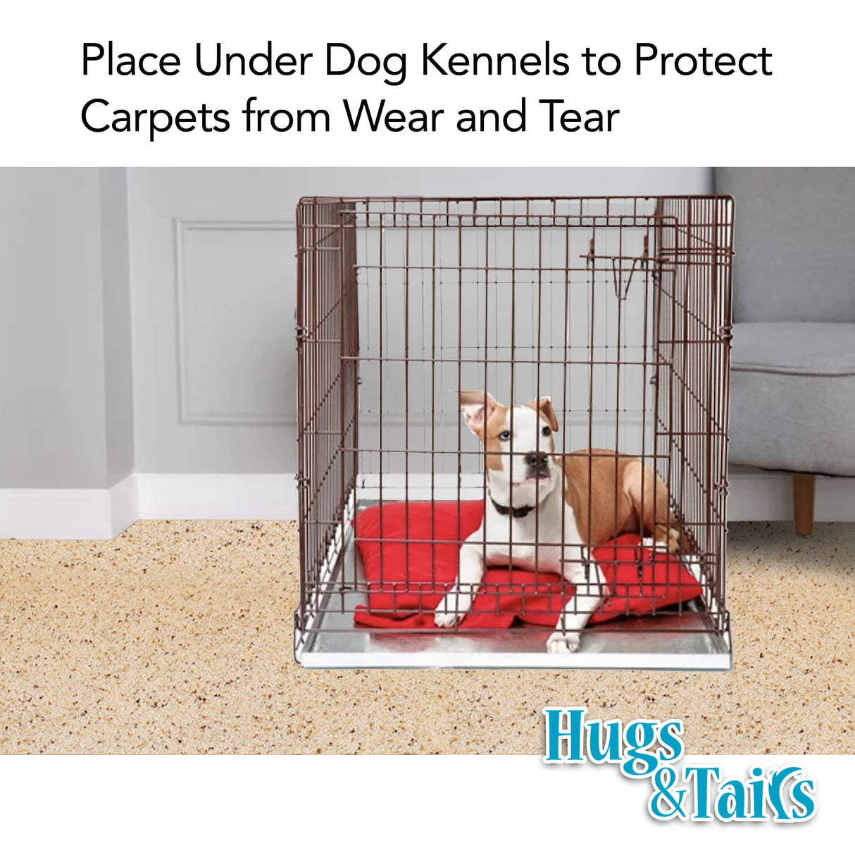 HugsandTails Under Pet Cage Mat for Bird Cages, Reptile Aquariums, Dog Kennels, Water-Resistant Pad for Hard Floors and Surfaces, 46 Inches x 96 Inches, Clear