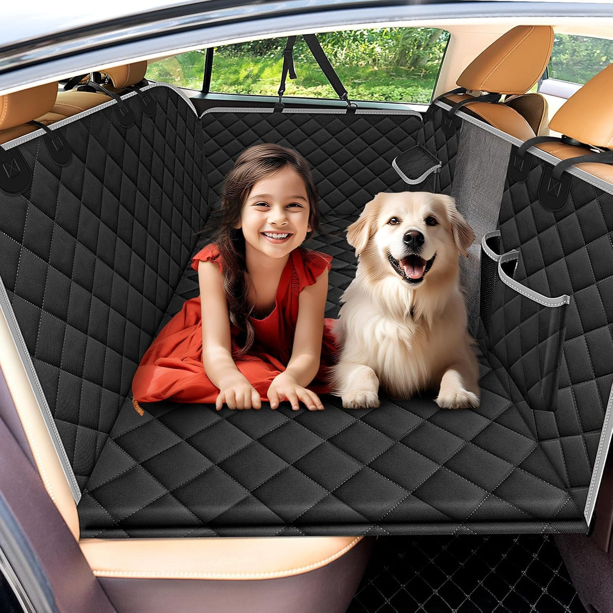 Dog Car Seat Cover for Back Seat, Back Seat Extender for Dogs with Hard Bottom, Supports 400 lbs, 2026 Upgraded Material, Anti Scratch, Safer, Easy to Use and Clean, Dog Hammock for Cars SUVs Trucks