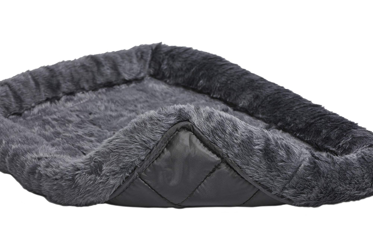 MidWest Homes for Pets Dog Bed – Gray Faux Fur Bolster, Ultra-Soft and Machine Washable, Fits 24-Inch Crates and Carriers, for Small Dogs and Cats