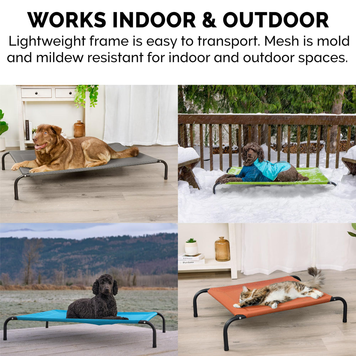 FurHaven Elevated Pet Cots - Cooling & Breathable Nylon Mesh Hammock for Large Dogs/Easy-to-Assemble / / Durable and Reinforced/Perfect for Rest & Relaxation Outdoors - Graphite Gray, Large