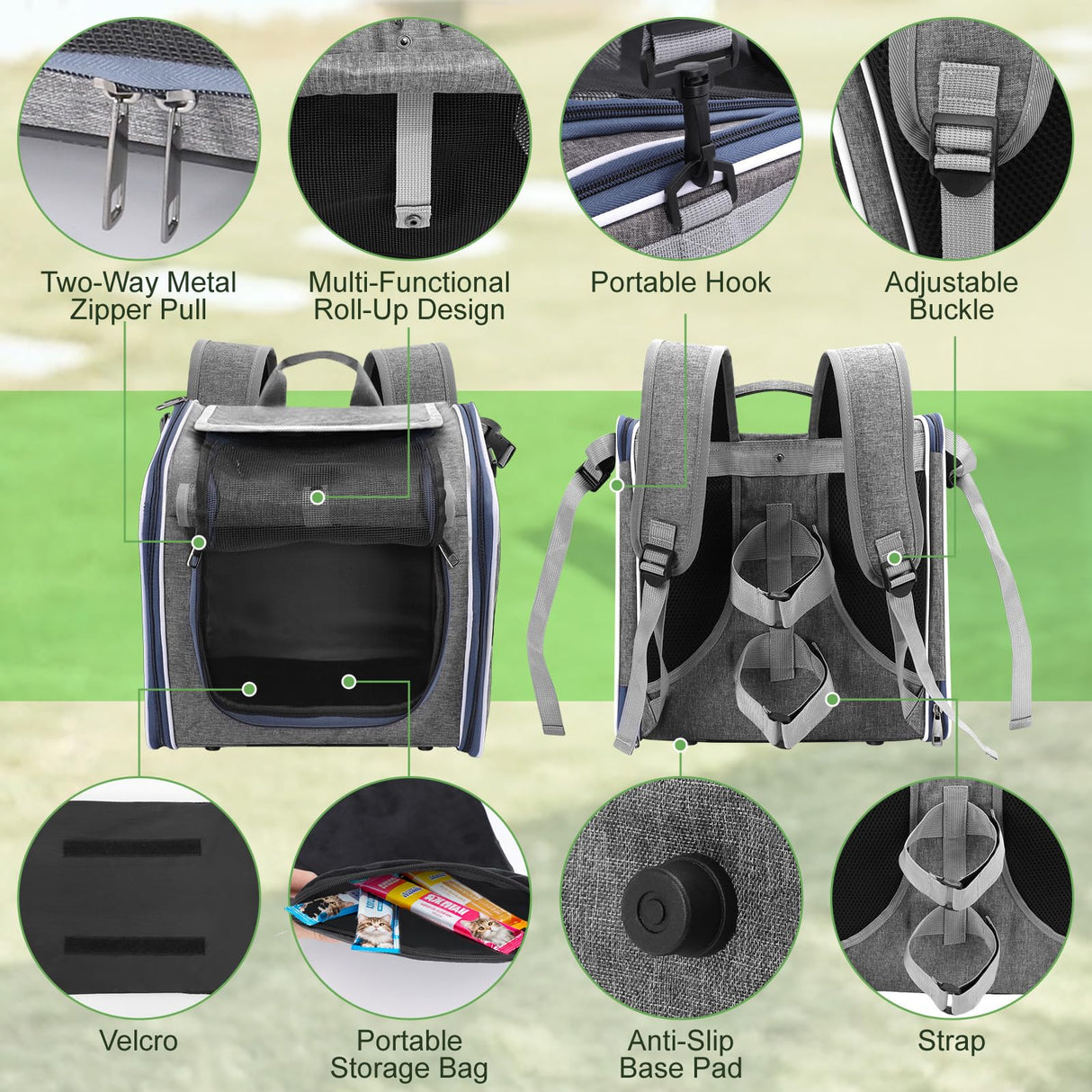 Dog Bike Basket, Expandable Foldable Soft-Sided Dog Carrier, Bike Dog Carrier with Internal Storage Pocket, Dog Backpack Carrier Safe and Easy for Small Medium Cats and Dogs