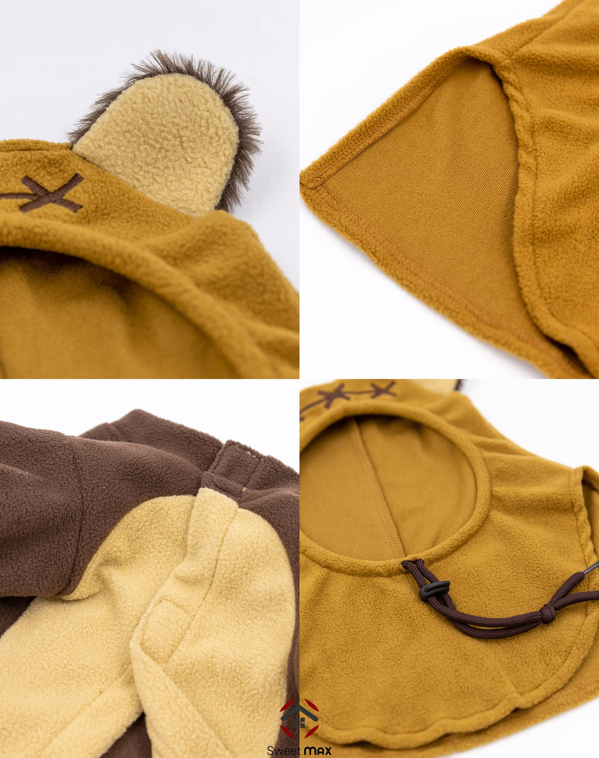 Bear Pet Costume Ears Hat Sweater Furry Clothes Cute Halloween Cosplay Costumes for Small Medium Large Dogs Cats (Large)