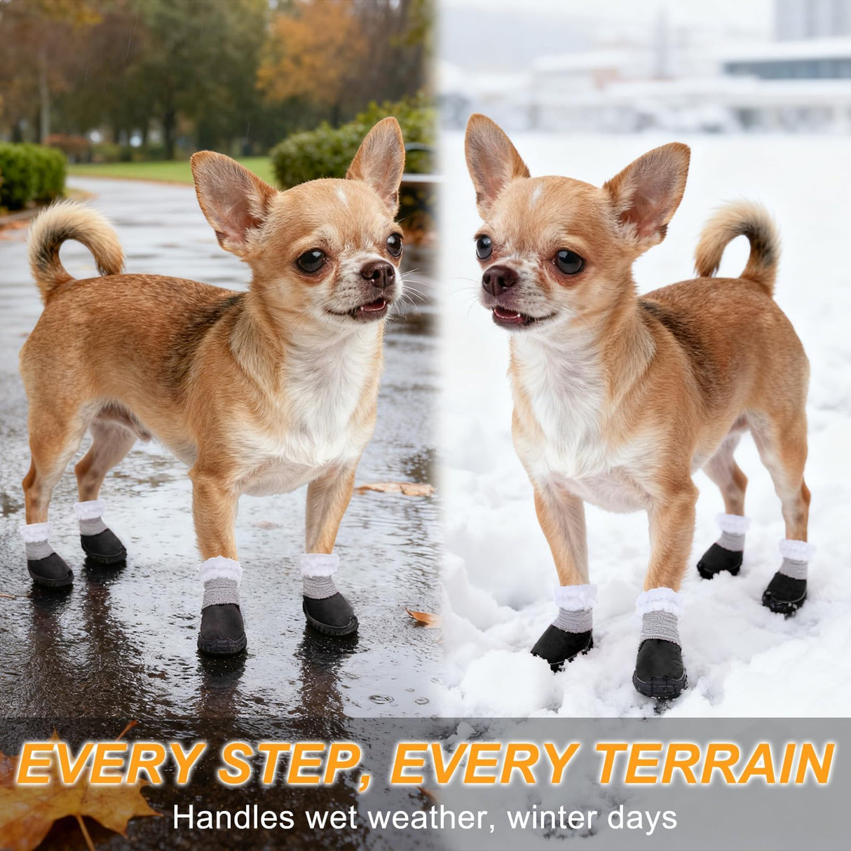 BEAUTYZOO Dog Winter Boots, Waterproof Dogs Snow Shoes with Anti-Slip Sole & Warm Fleece Lining-Indoor Outdoor Paw Protectors for Small Dogs, Puppy Booties to Prevent Licking on Hardwood Floors,Size 1