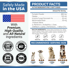 Load image into Gallery viewer, Probiotics for Dogs and Digestive Enzymes - 170 Dog Probiotics Chews - Dog Probiotic - Anti Diarrhea, Upset Stomach & Gas Relief, Constipation, Canine Prebiotic - Pet Fiber Supplement - Gut Health