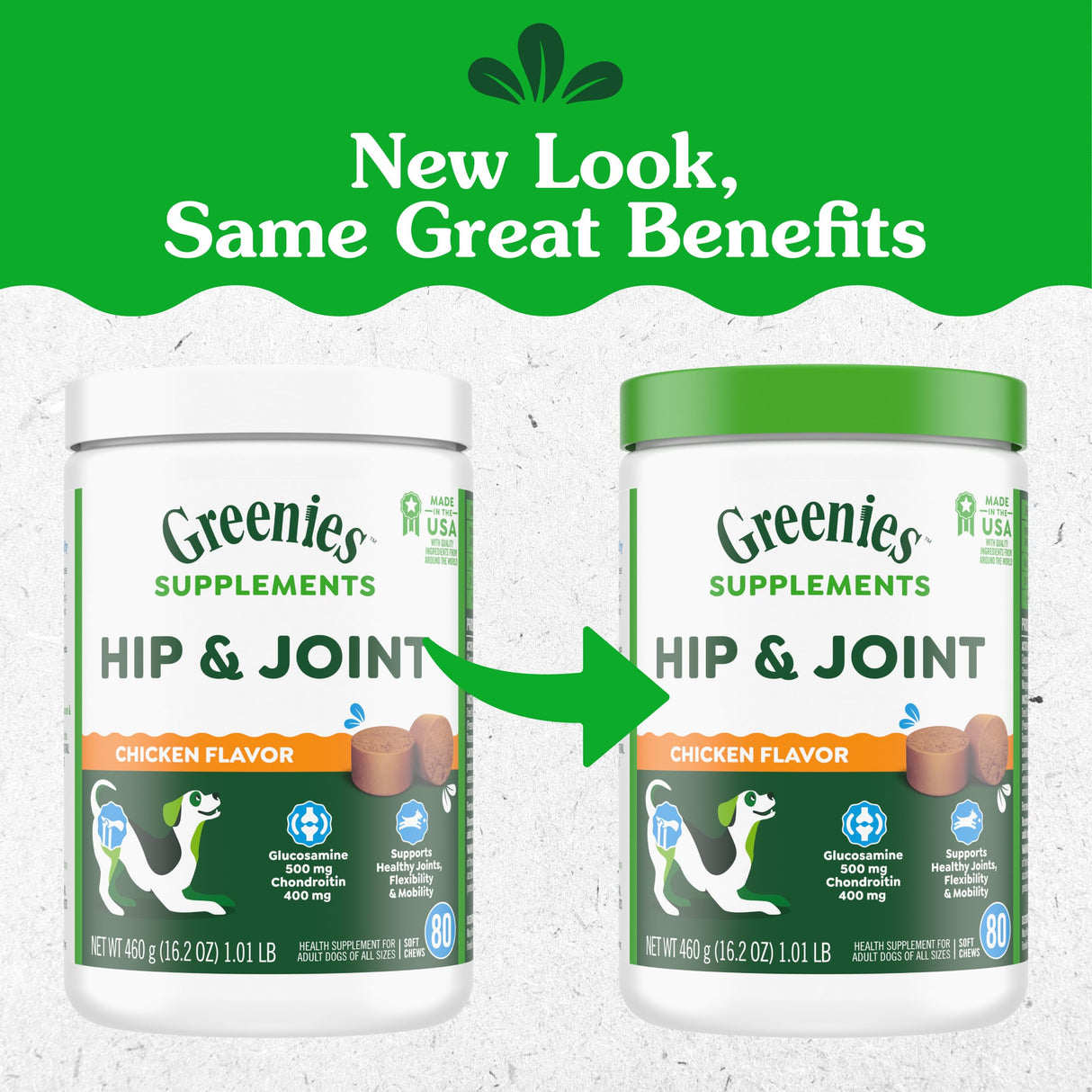 Greenies Supplements Hip and Joint Supplements for Dogs, Chicken Flavor, 16.2 oz. 80-Count
