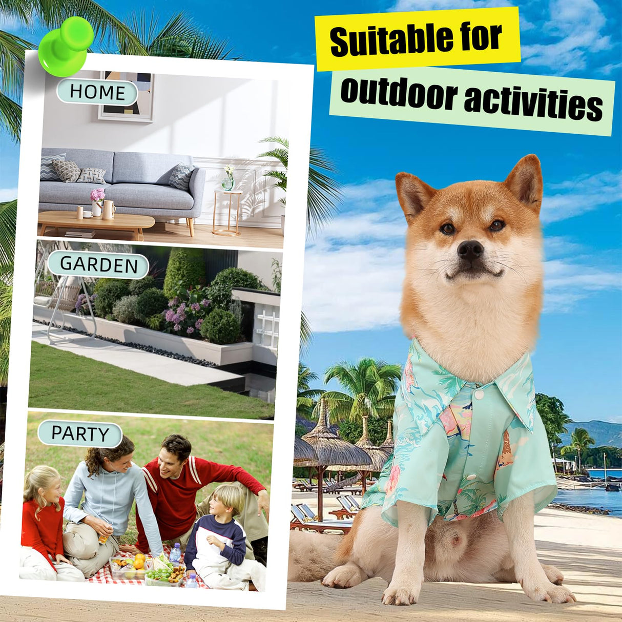 YENBOLOI Dog Hawaii Shirts Stylish Hawaiian Themed Pet and Owner Matching Apparel Owner and Pet Shirts are Sold Separately