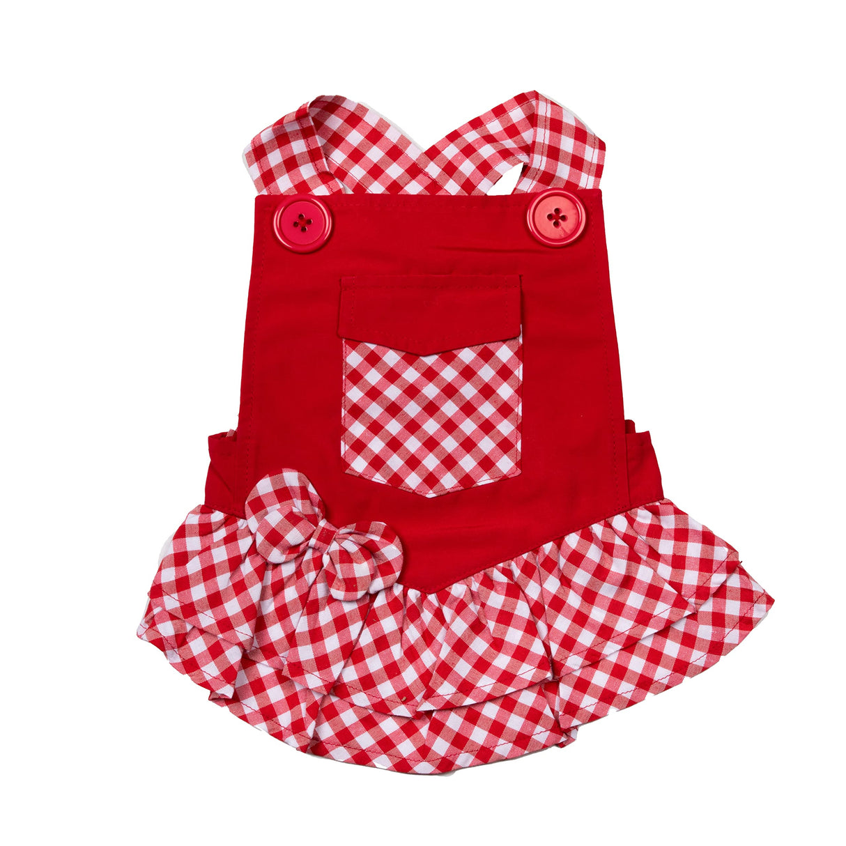 Doggy Parton Red Gingham Overalls Dress for Pets, Large (22120771)