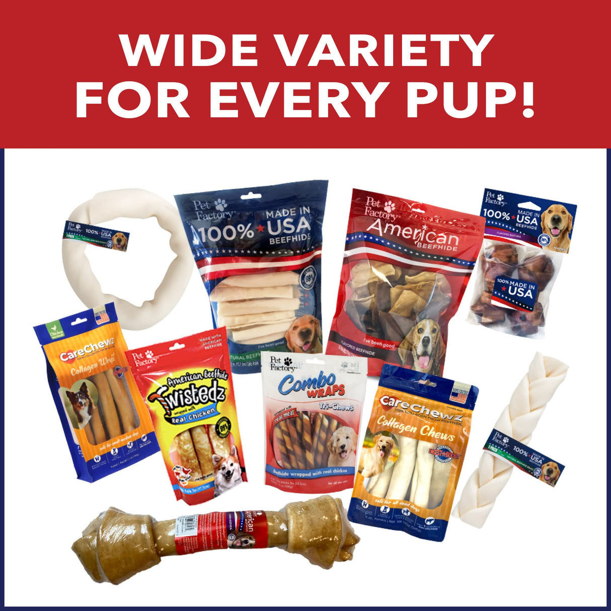 Pet Factory 100% Made in USA Beefhide Chip Rolls Dog Rawhide Chews, Thick, Dog Chews Long Lasting from American Cattle, Dog Chew Bones, 5 Inches (Pack of 22)