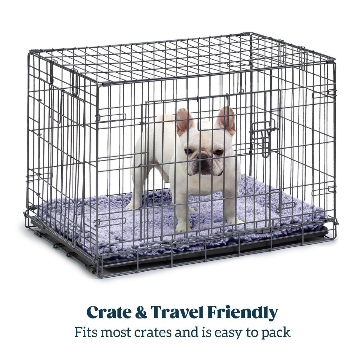 PELZIN Stoutwool Indestructible Dog Bed - Fluffy Chew Proof Dog Crate Pad - Tough Kennel Pad for Aggressive Chewers - Washable, Ideal for Large Breeds & Fits 42-Inch Crate - 41"x27", Jacaranda