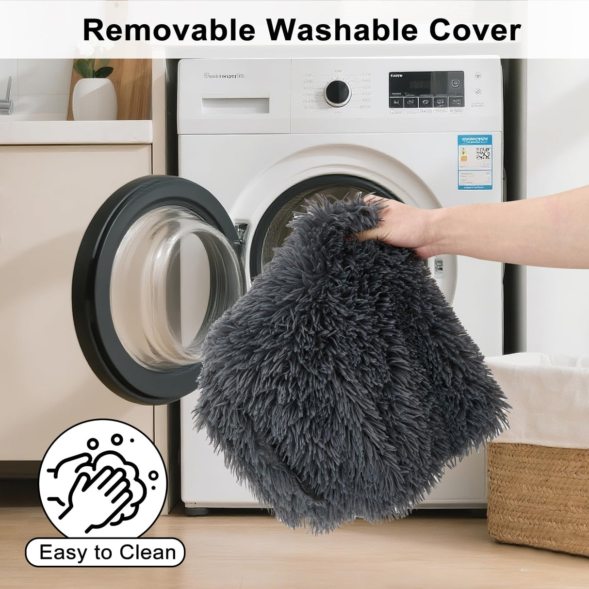 Fluffy Orthopedic Dog Beds for Small Dogs with Washable Removable Cover Dog Crate Bed Egg Crate Foam Support Plush Pet Pad Mat with Anti-Slip Bottom (30 * 20,Dark Grey)