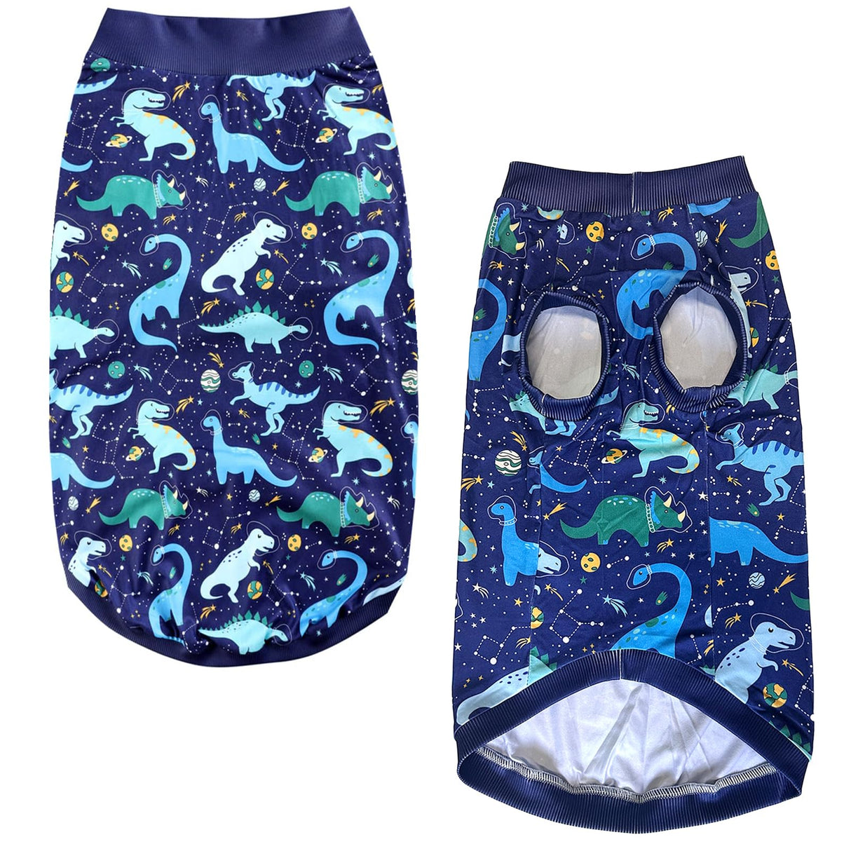 PriPre Dog Navy Sleeveless T Shirts with Universe Dinosaur Pattern Printed Soft Vest for Large Dogs (XL, Vest)