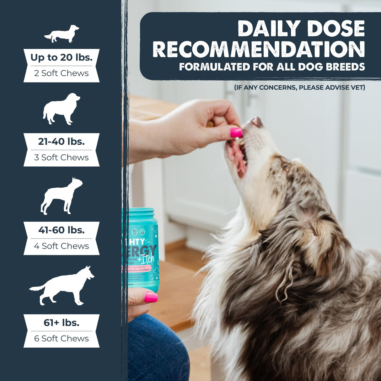 Mighty Paw Waggables Allergy Immune + Itch (Made in The USA) -Dog Chews Anti-Itch for Dogs. Allergy Support Vitamins for Skin and Coat Allergies. Omega 3 & Quercetin for Pets 120 Ct
