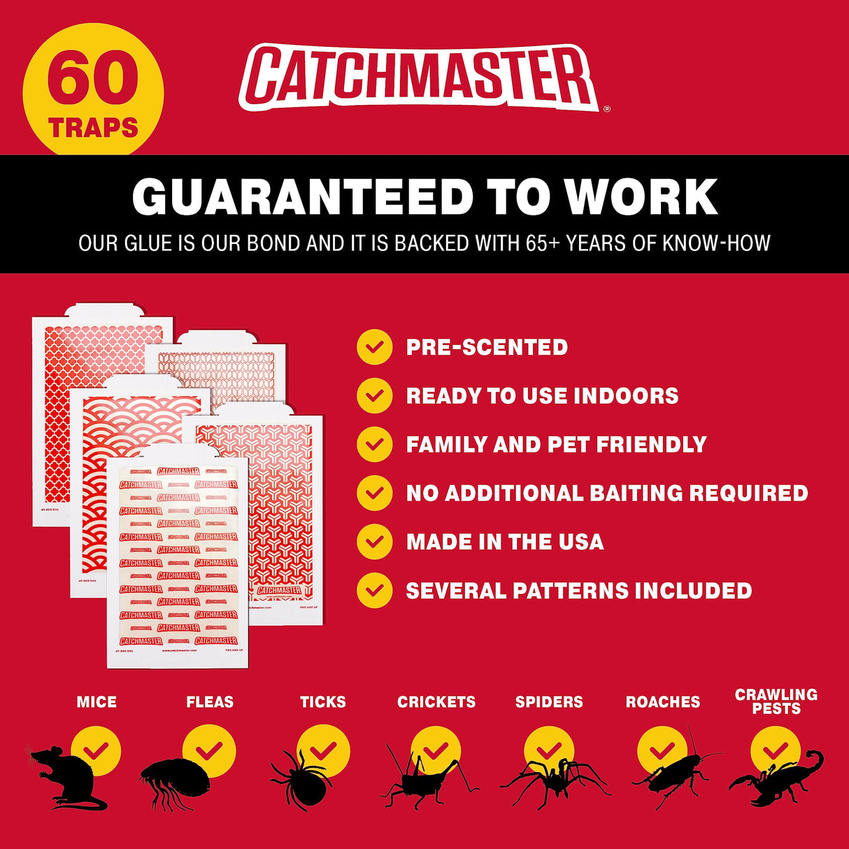 CATCHMASTER 60M Mouse & Insect Glue Board Trap - Pack of 60