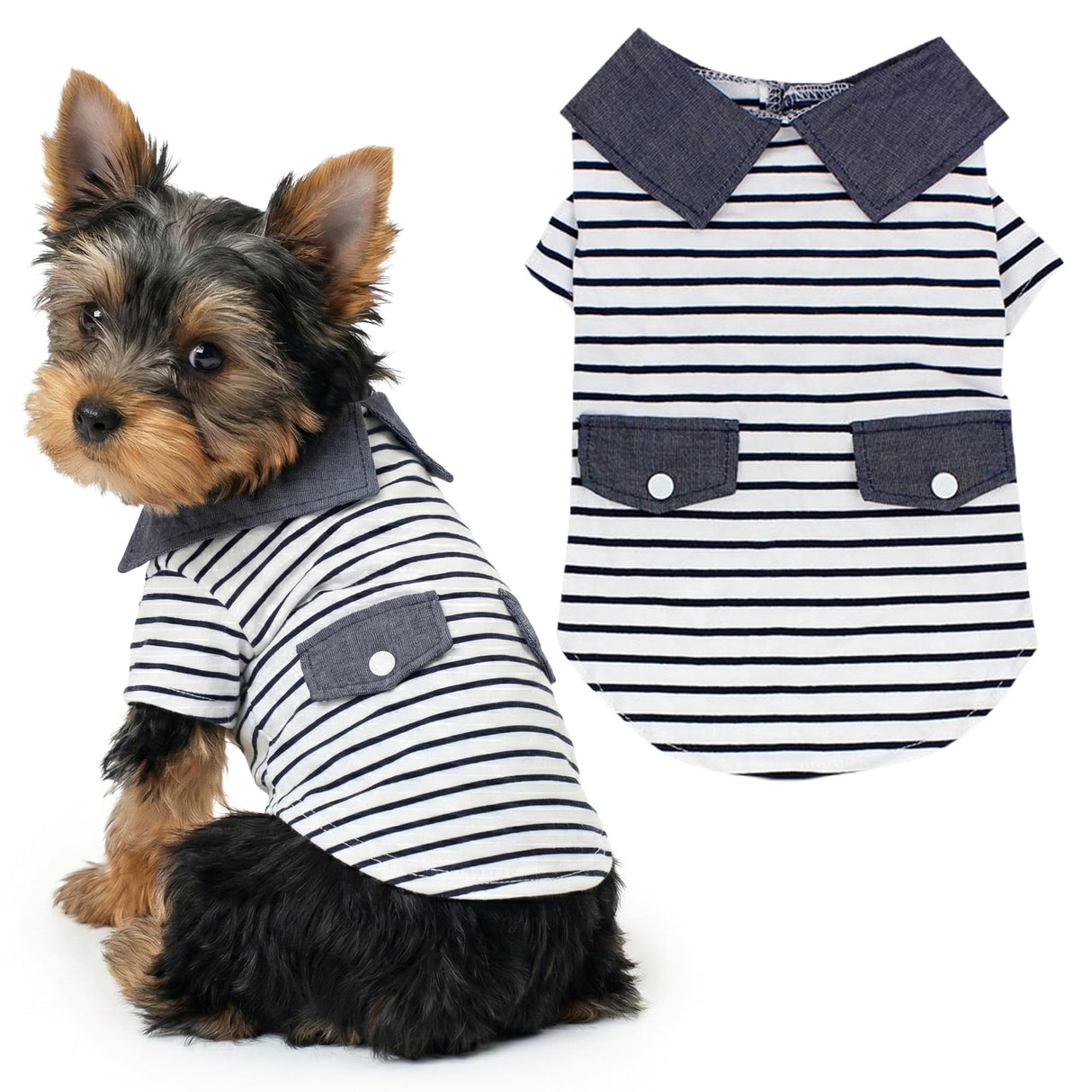 Parisian Pet Preppy Boy Polo Dog Shirt – Classic Cotton Pet Apparel with Collar - Soft Breathable Puppy T-Shirt - Cute Trendy Dog Clothes - Ideal Summer Clothes for Small Dogs - Shirts for Dogs Boy