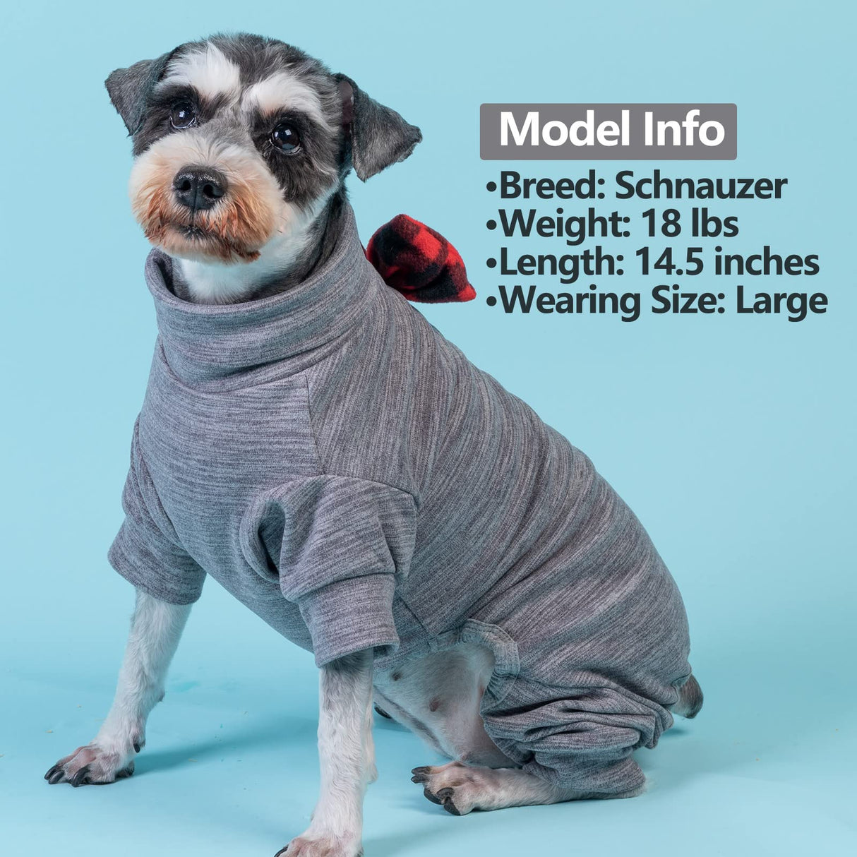 KYEESE Dog Pajamas for Small Dogs Turtleneck Stretchy Dog Pjs Pet Sweater Super Soft Warm Material Dogs Coats with Bowtie Pet Onesie Cold Weather Coat, Grey,XL