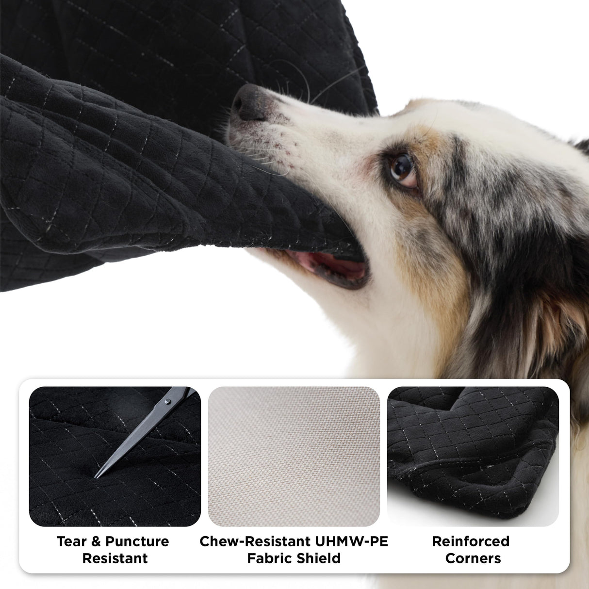 Bedsure Chew Resistant Dog Bed Large Sized Dog - Chew Proof Dog Crate Pad Machine Washable Durable Kennel Mat for Chewers with Reinforced Corners, Black, 35x22 in