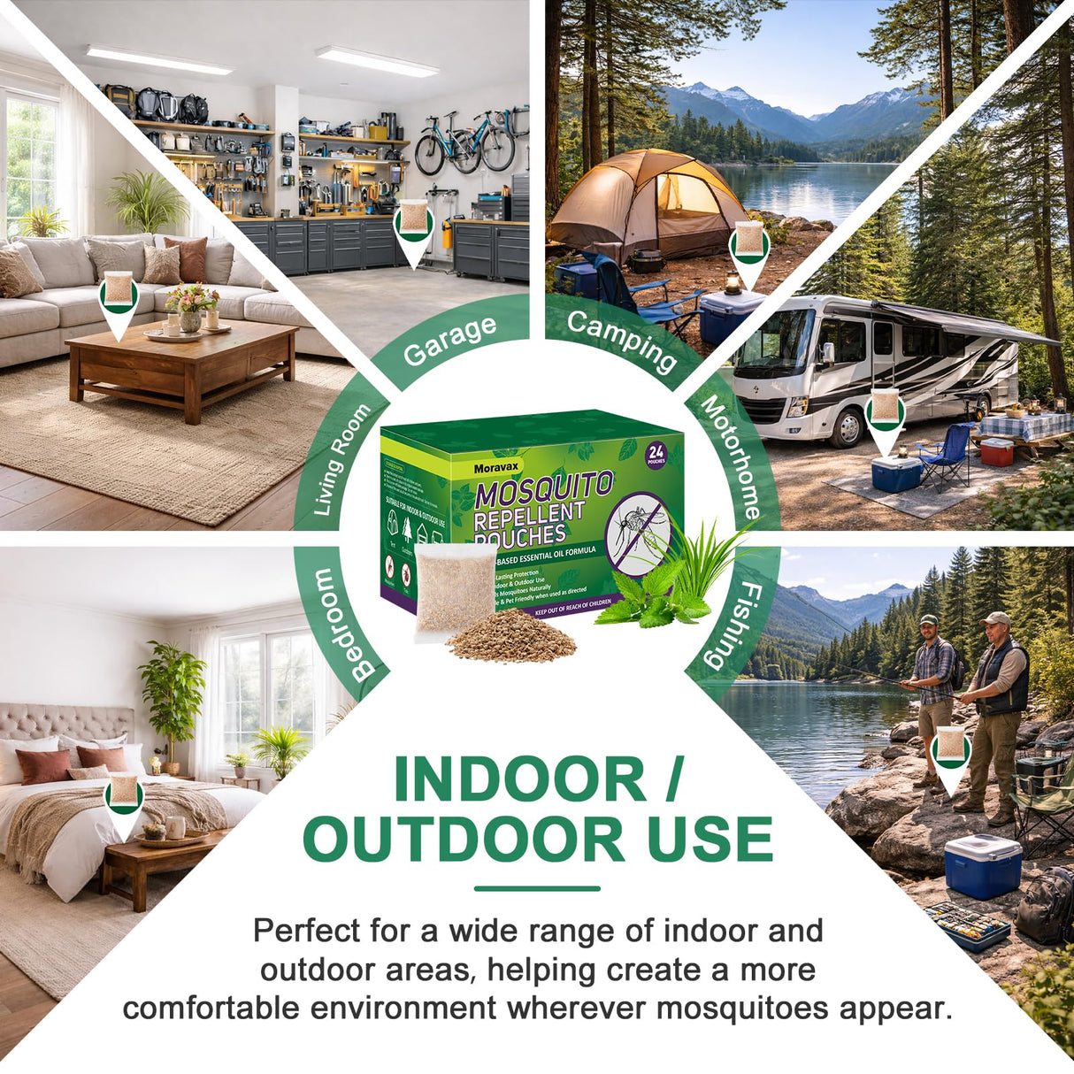 Mosquito Repellent Outdoor Patio, Natural Mosquito Repellent Indoor for Living Room, Bedroom, Patio, garages, Camping, Safe for Kids and Pets (24 Packs)