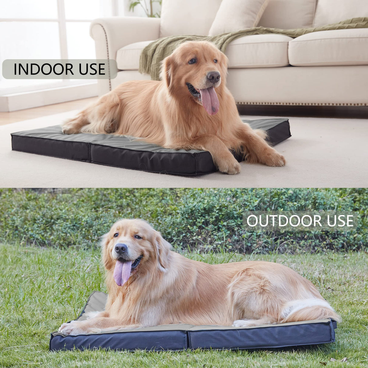 PETABBY Outdoor Dog Bed for Large Dogs, Waterproof & Washable, Foldable & Orthopedic, 41" All Weather