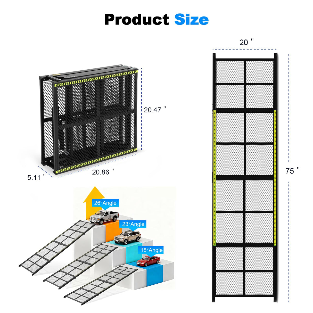 Dog Ramp for Car: 300lbs Heavy Duty Pet Ramp for Truck & SUV - 75" Long Non-Slip Design, Gentle Slope for Joint Care, Foldable & Portable for Large Dogs, Extra Wide & Safe for Night Use